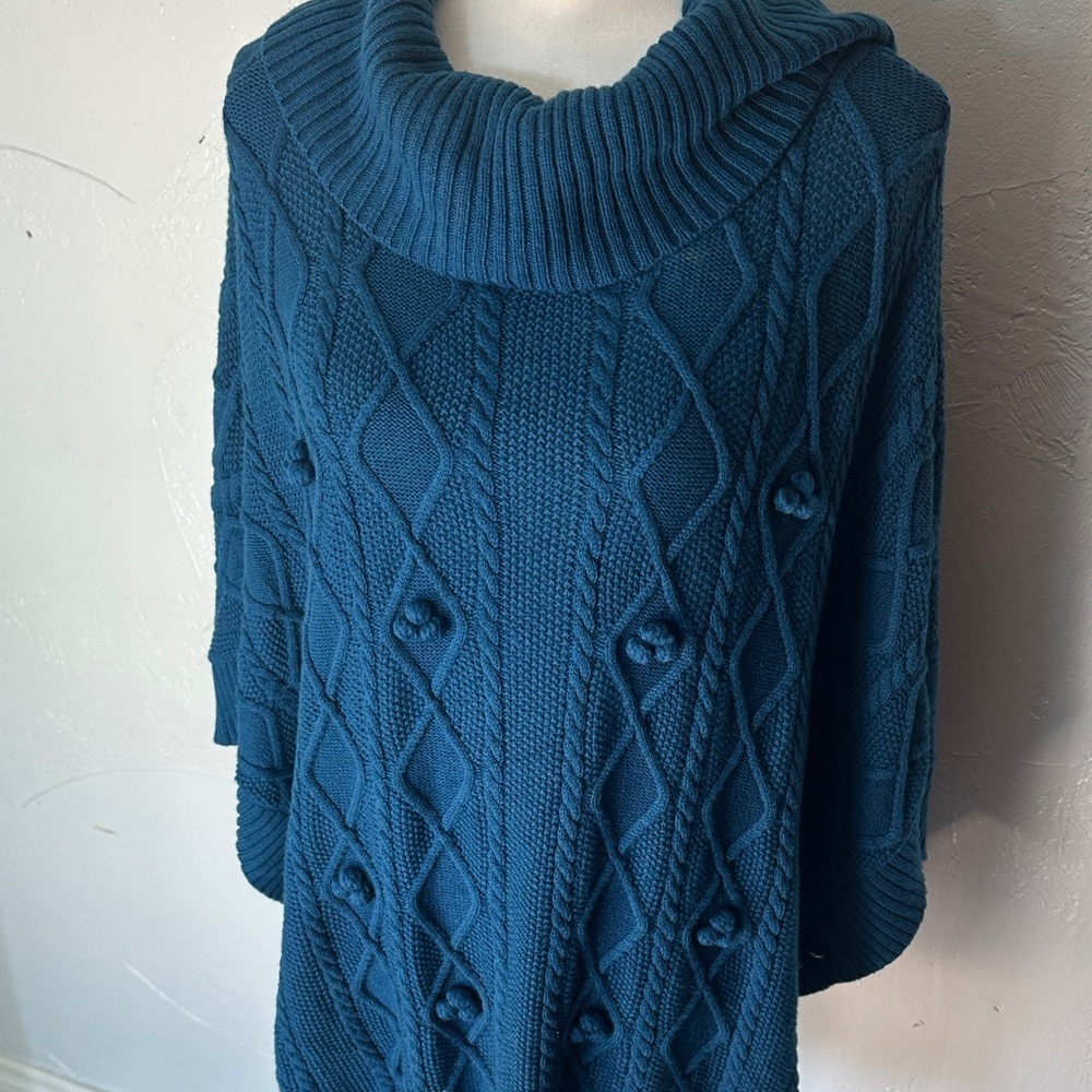 Talbots Deep Blue Knit Poncho - Picture 10 of 10